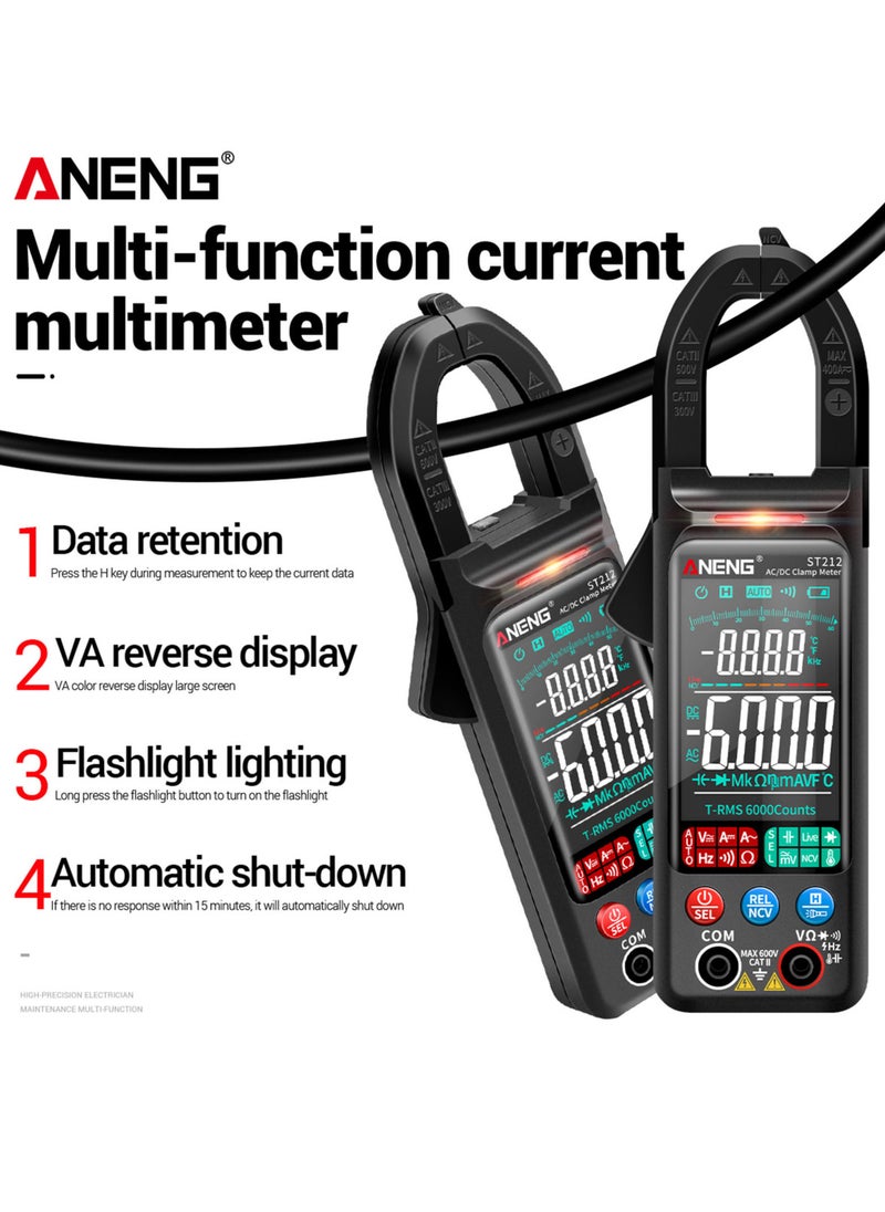 ANENG - ST212 Clamp Meter Intelligent Digital Clamp Multimeter 6000 Counts Smart AC & DC Voltmeter 400A Ammeter VA Colored Display Auto Range Clamp Type Tester NCV Non-contact Voltage Measurer Resistanc - Image 1