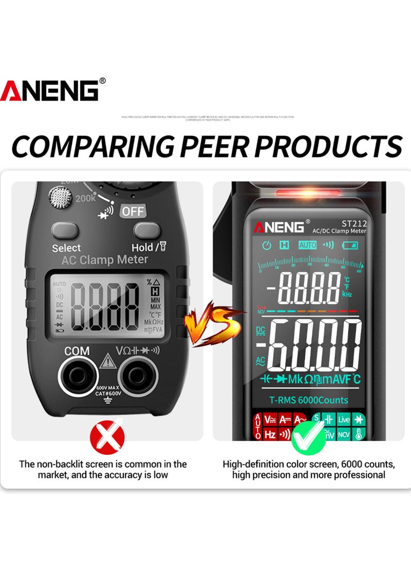 ANENG - ST212 Clamp Meter Intelligent Digital Clamp Multimeter 6000 Counts Smart AC & DC Voltmeter 400A Ammeter VA Colored Display Auto Range Clamp Type Tester NCV Non-contact Voltage Measurer Resistanc - Image 1