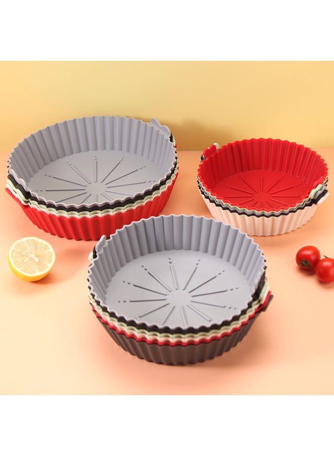 Round Baking Oven Silicone Special Pastry Air Fryer Silicone Pot Air Fryer Baking Pad Modern Simple Style Kitchen Accessories-Specifications:small Size Red (PP Bag) - Image 4