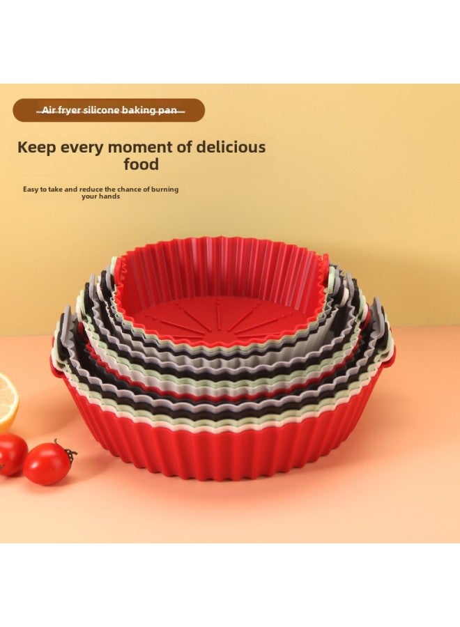 Round Baking Oven Silicone Special Pastry Air Fryer Silicone Pot Air Fryer Baking Pad Modern Simple Style Kitchen Accessories-Specifications:small Size Red (PP Bag) - Image 3