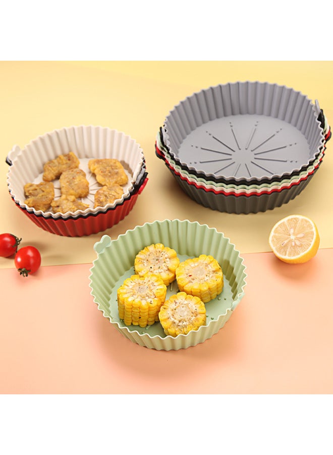 Round Baking Oven Silicone Special Pastry Air Fryer Silicone Pot Air Fryer Baking Pad Modern Simple Style Kitchen Accessories-Specifications:small Size Red (PP Bag) - Image 2