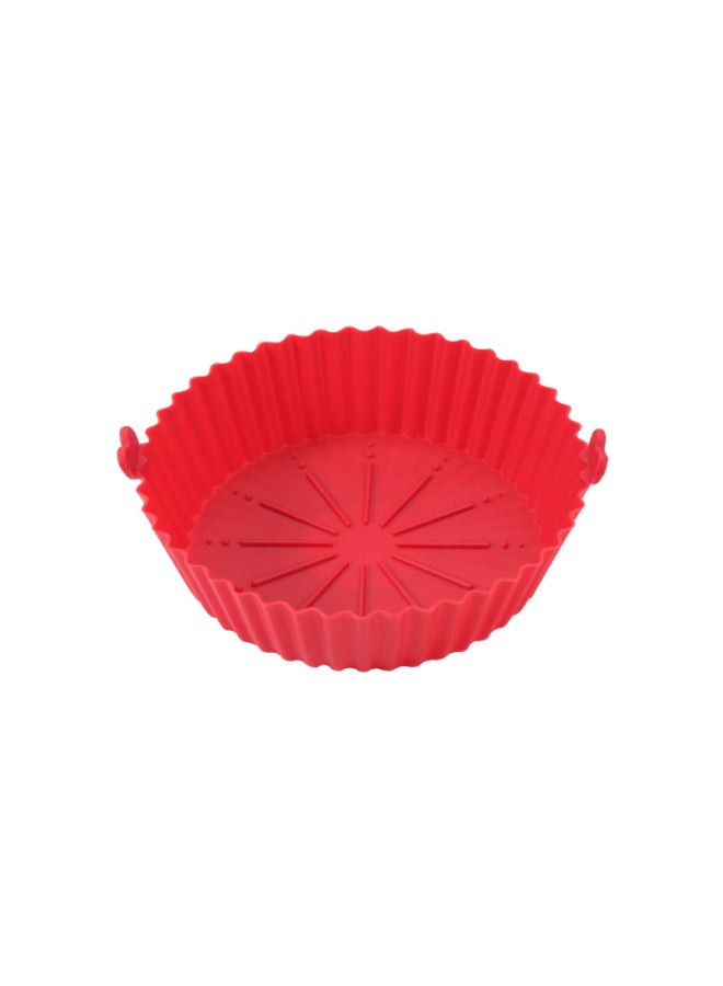 Round Baking Oven Silicone Special Pastry Air Fryer Silicone Pot Air Fryer Baking Pad Modern Simple Style Kitchen Accessories-Specifications:small Size Red (PP Bag) - Image 1
