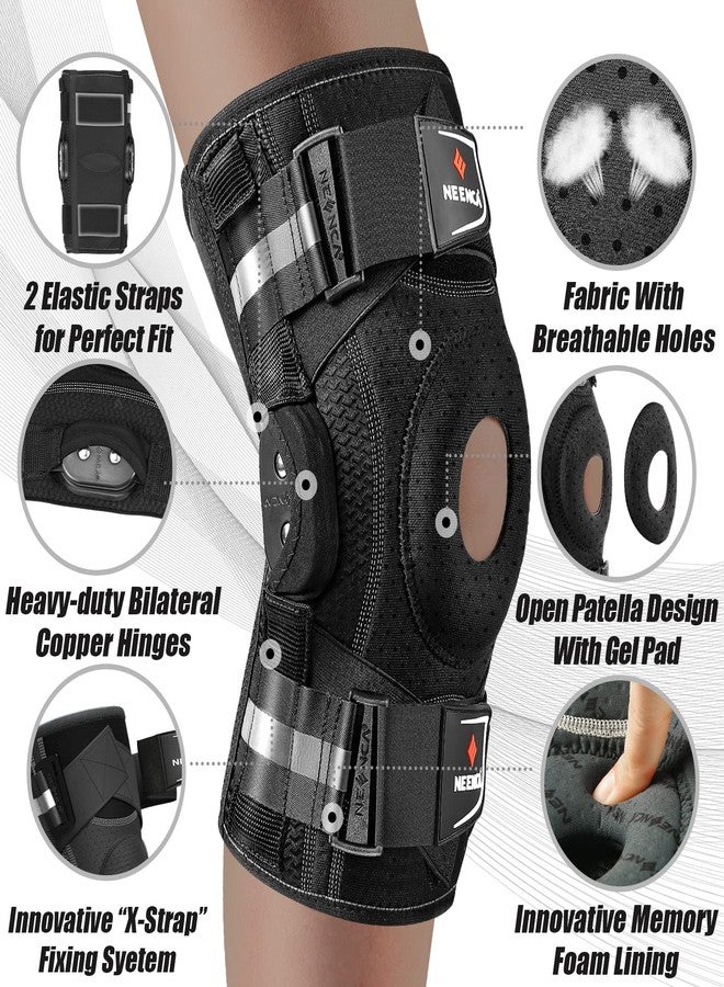 NEENCA Professional Knee Brace for Knee Pain, Hinged Knee Support with Patented X-Strap Fixing System, Strong Stability for Pain Relief, Arthritis, Meniscus Tear, ACL, PCL, MCL, Runner, Sport, Workout - Image 4