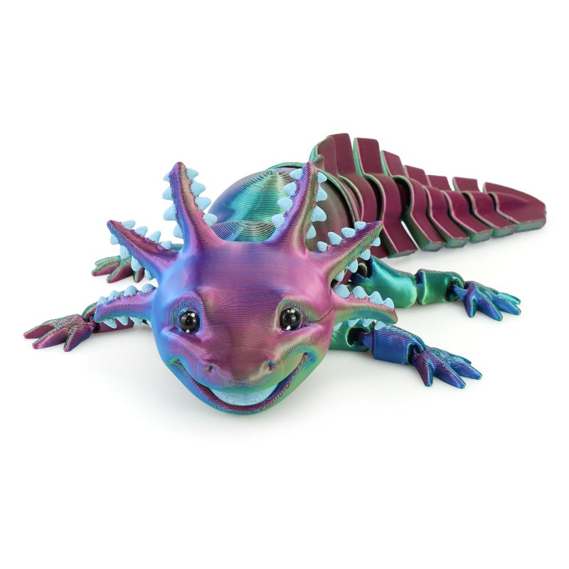 TiTiC 3D Printed Axolotl Fidget Toy 3D Printed Animals ToyArticulated Flexible Axolot Fidget Toy Fun Gift Colorful 8 in - Image 3