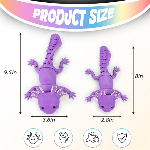 TiTiC 3D Printed Axolotl Fidget Toy 3D Printed Animals ToyArticulated Flexible Axolot Fidget Toy Fun Gift Colorful 8 in - Image 5