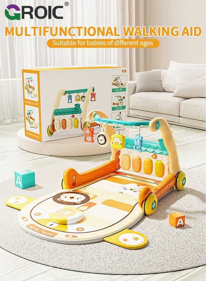 GROIC 3 in 1 Baby Play Mat Baby Gym, Floor Activity Center and Infant Baby Walker, Music & Lighting, Educational Toys Toddler Push Walker, Play Piano Tummy Time, Infant Learning Sensory Play Mat - Image 3