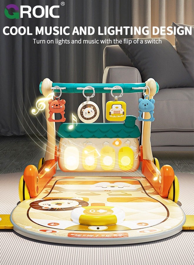 GROIC 3 in 1 Baby Play Mat Baby Gym, Floor Activity Center and Infant Baby Walker, Music & Lighting, Educational Toys Toddler Push Walker, Play Piano Tummy Time, Infant Learning Sensory Play Mat - Image 4