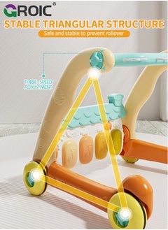 GROIC 3 in 1 Baby Play Mat Baby Gym, Floor Activity Center and Infant Baby Walker, Music & Lighting, Educational Toys Toddler Push Walker, Play Piano Tummy Time, Infant Learning Sensory Play Mat  - Image 5