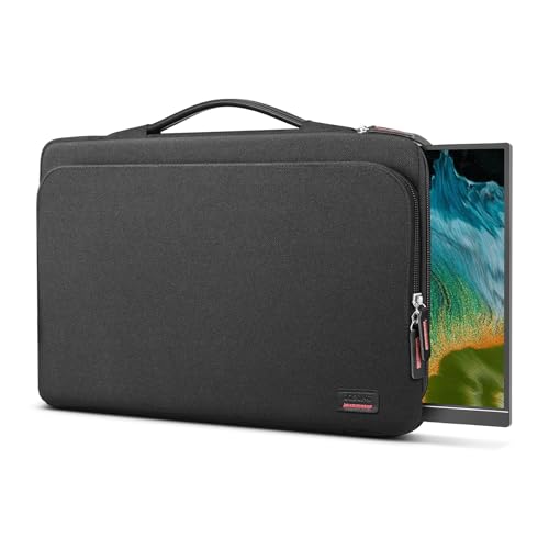 Losong 16.1/15.6 Inch Portable Monitor Case, 15.6 inch Laptop Protective Carrying Cover with PU Handle, Large Accessory Pocket and Water Resistant for Travel Monitor Bag Display Screen Sleeve, Black - Image 1