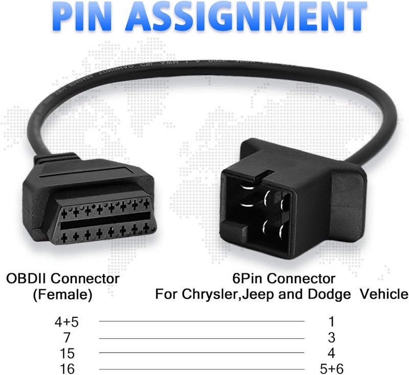 AMHTDOL OBD1 to OBD2 Adapter for Chrysler 6pin to 16pin Diagnostic Cable - Image 3