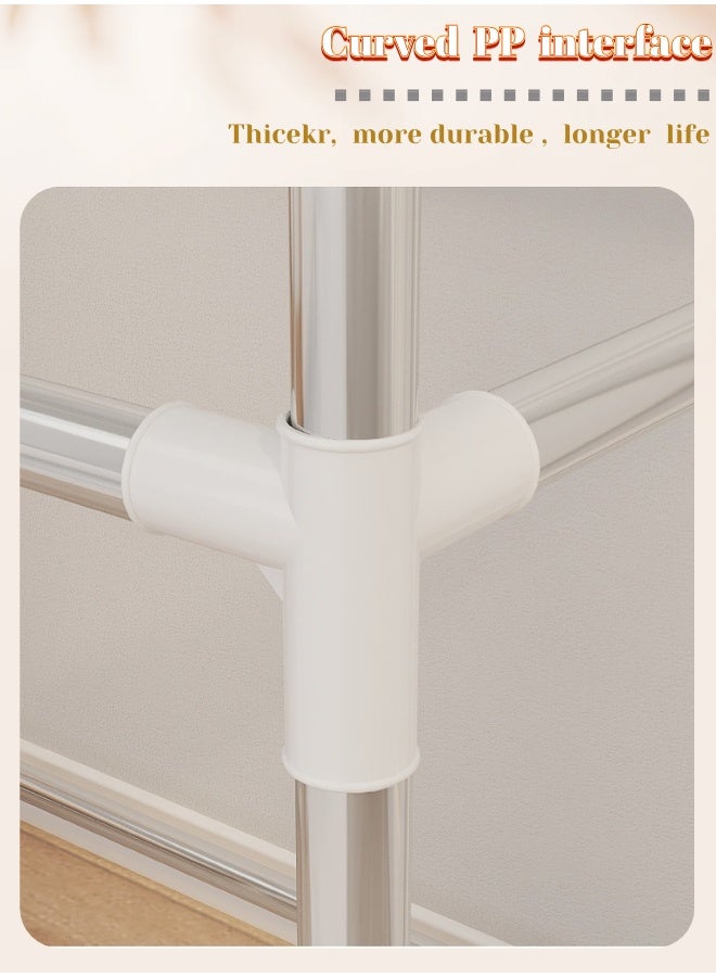 Easy Install Portable Nonwoven Fabric Wardrobe | Space - Saving Storage Closet with Hanging Rod (56×44×146cm) - Image 4