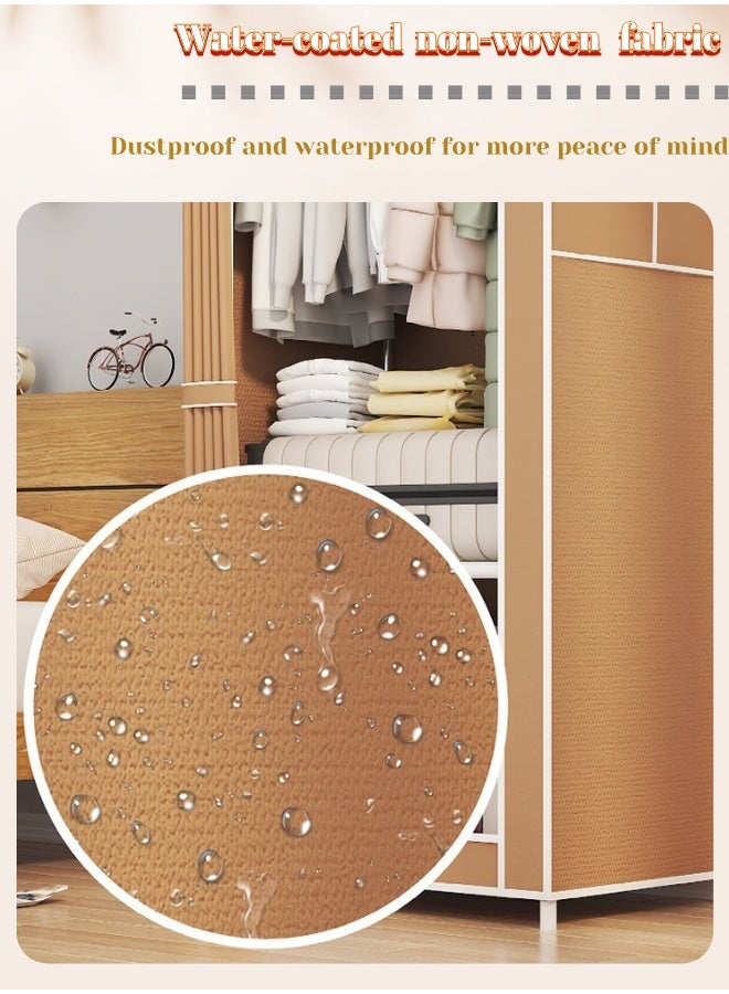 Easy Install Portable Nonwoven Fabric Wardrobe | Space - Saving Storage Closet with Hanging Rod (56×44×146cm) - Image 5
