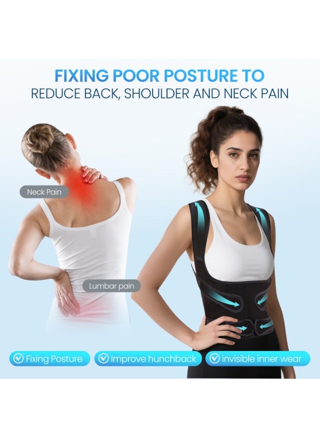 Xkimos Back Brace and Posture Corrector for Women and Men Back Straightener Posture Corrector Scoliosis and Hunchback Correction Back Pain Spine Corrector Support Adjustable Posture Trainer,Black - Image 4