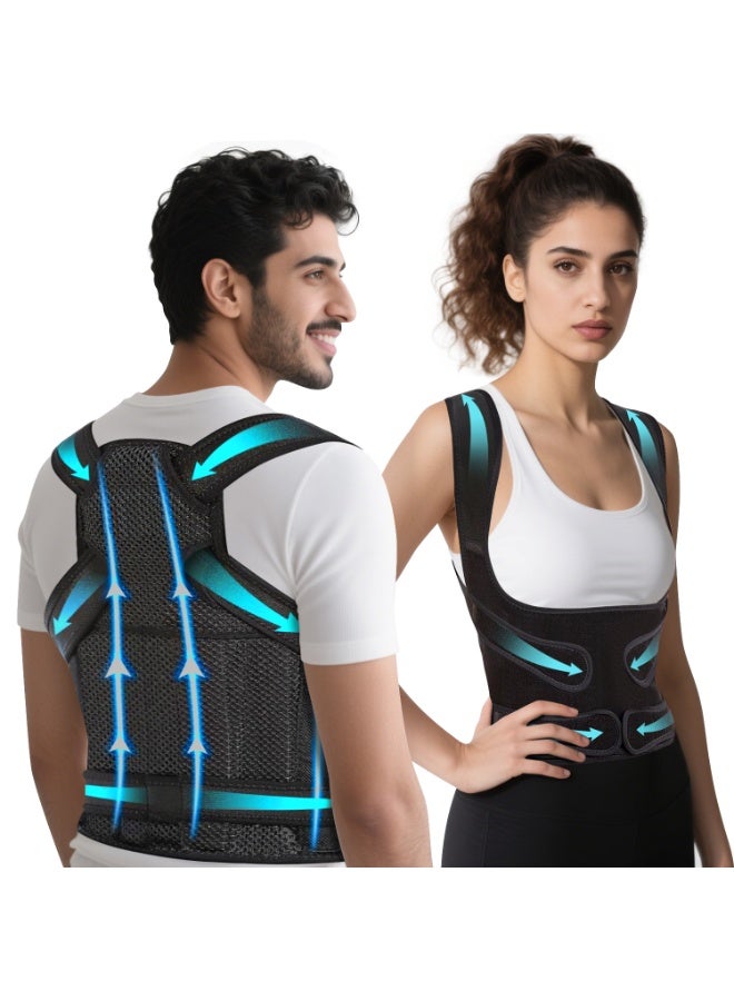 Xkimos Back Brace and Posture Corrector for Women and Men Back Straightener Posture Corrector Scoliosis and Hunchback Correction Back Pain Spine Corrector Support Adjustable Posture Trainer,Black - Image 1