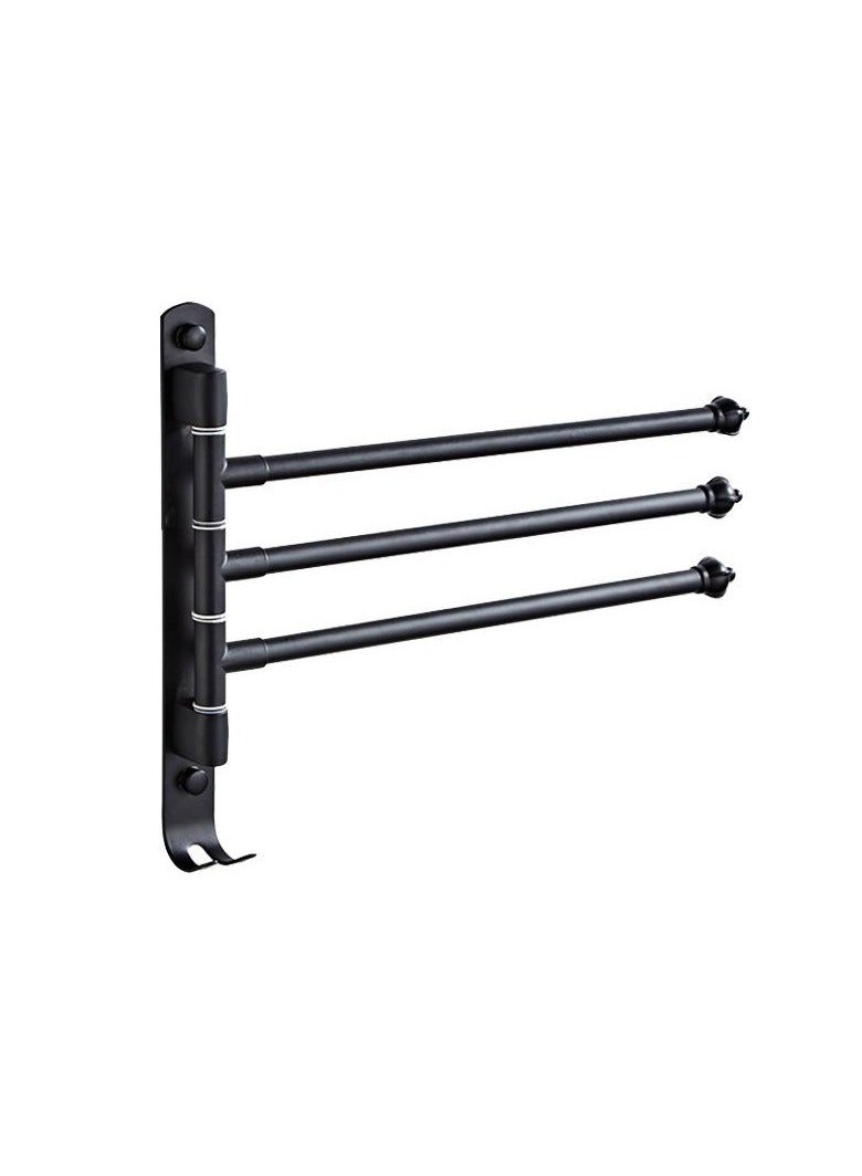 Loquat Wholesale Bathroom Hardware Stainless Steel Towel Rack Rotating Towel Bar Bath Towel Holder Wall Mounted No Drill(5052B-3 Black Active Tripod) 