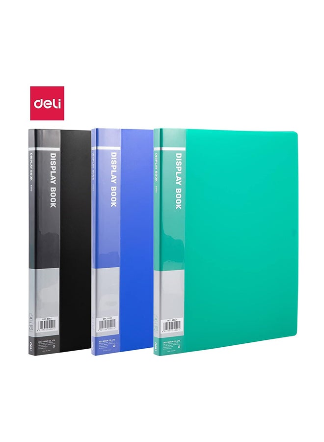 DELI DISPLAY BOOK A4 20 POCKETS ASST. E5002