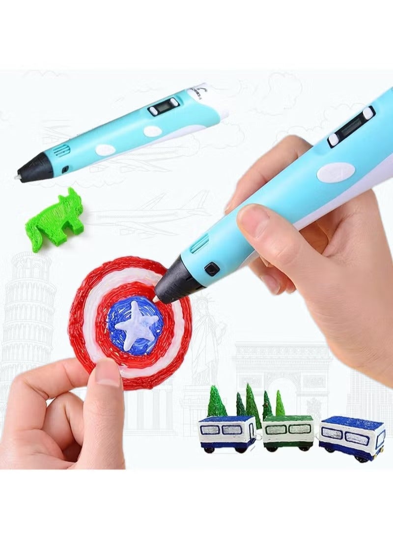 3D Printing Pen with Display Includes 3D Pen 3 Starter Colors of PLA Filament Stencil Book Project Guide and Charger  - Image 1