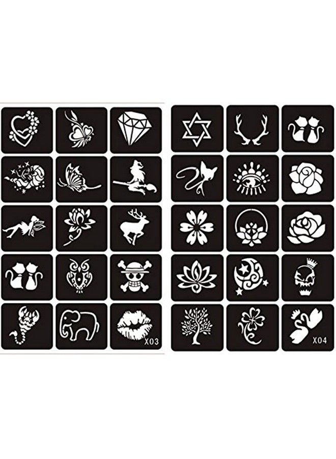 ivana's مجموعة قوالب تاتو الحناء لليد والجسم والأصابع والوجه - فن الحناء المؤقت للفتيات والنساء تصميم Niv308 - Image 1