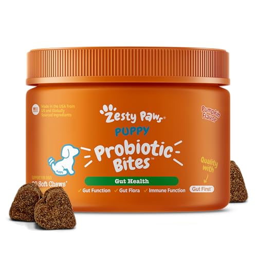 Zesty Paws Puppy Probiotics for Dogs - for Digestive Health, Gut Flora & Immune System Support - Dog Probiotics for Puppies with Bacillus subtilis & Pumpkin - 90 Count - Image 1