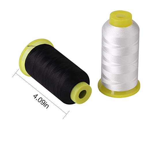 JIAKAI T70#69 Bonded Nylon Sewing Thread - 1500 Yard Spool -(White+Black) 2PCS - Image 2