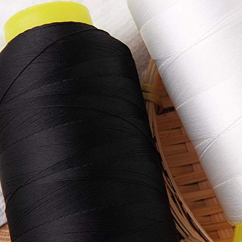 JIAKAI T70#69 Bonded Nylon Sewing Thread - 1500 Yard Spool -(White+Black) 2PCS - Image 3