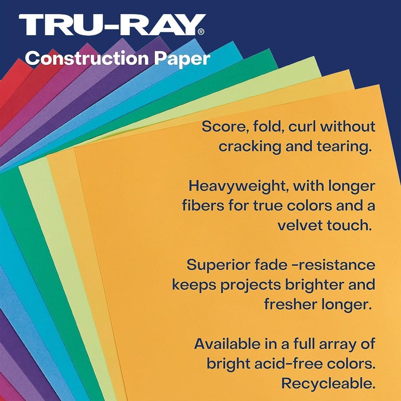 TRU-RAY ® Construction Paper, Black, 12" x 18", 50 Sheets Per Pack, 5 Packs - Image 4