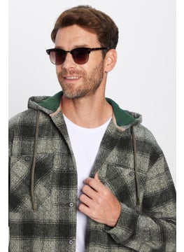 Tudors Men's Relax Fit Casual Cut Lumberjack Hooded Double Pocket Button Plaid Winter Shirt  - Image 1