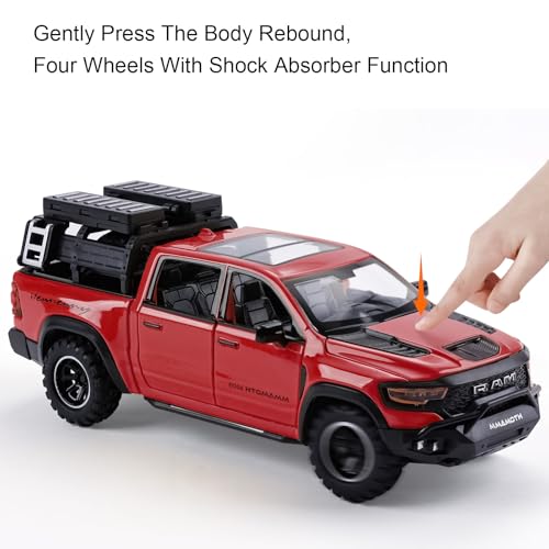 SASBSC Toy Dodge Mammoth Pickup Truck Model Car Vehicle Toy for Kids Boys 3+ Years, Diecast Metal Truck with Sound and Light, 1:32 Alloy Toy Truck for Kids Birthday Gift and Model Collection - Image 4