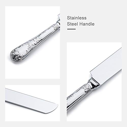 OTW PAVILION 2 Piece Wedding Cake Server Set,18/10 Stainless Steel Dessert Set Pie Server Cake Cutter Knife for Birthday,Anniversary,Holiday,Baby Shower,Party (Versailles, Stainless steel-V) - Image 4