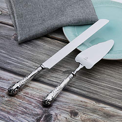 OTW PAVILION 2 Piece Wedding Cake Server Set,18/10 Stainless Steel Dessert Set Pie Server Cake Cutter Knife for Birthday,Anniversary,Holiday,Baby Shower,Party (Versailles, Stainless steel-V) - Image 5