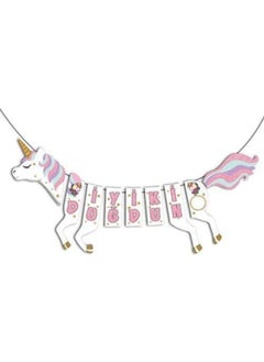 UNICORN Themed Glittery Horse Shaped Happy Birthday Banner  - Image 2