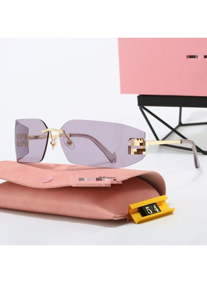 Summer new high sense frameless sunglasses smu54y net red same style miaojia large frame sunglasses sunscreen fashion Purple