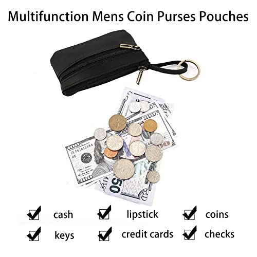 Hense Coin Purse for Men,Coin Pouch for Men, Genuine Leather Mens Tray Purses Coin Purse Cash Change Wallet Key Holder Money Pouch (black) - Image 4