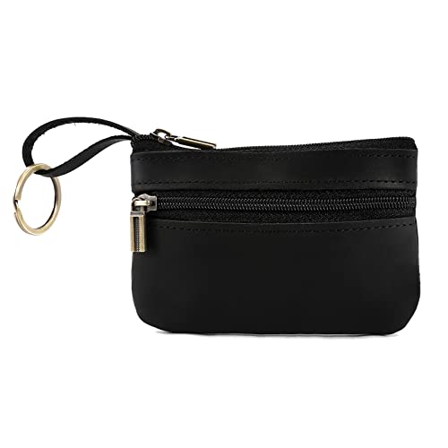 Hense Coin Purse for Men,Coin Pouch for Men, Genuine Leather Mens Tray Purses Coin Purse Cash Change Wallet Key Holder Money Pouch (black) - Image 1