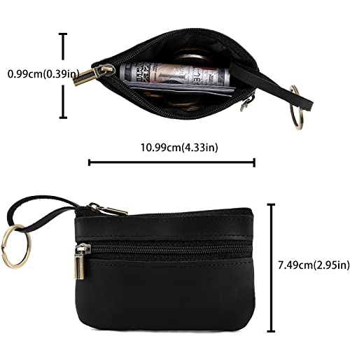 Hense Coin Purse for Men,Coin Pouch for Men, Genuine Leather Mens Tray Purses Coin Purse Cash Change Wallet Key Holder Money Pouch (black) - Image 2