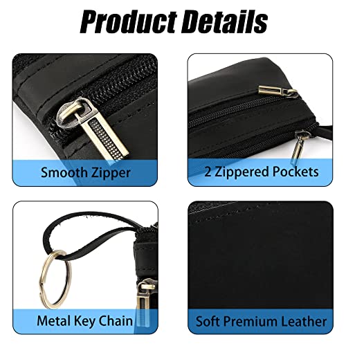 Hense Coin Purse for Men,Coin Pouch for Men, Genuine Leather Mens Tray Purses Coin Purse Cash Change Wallet Key Holder Money Pouch (black) - Image 3