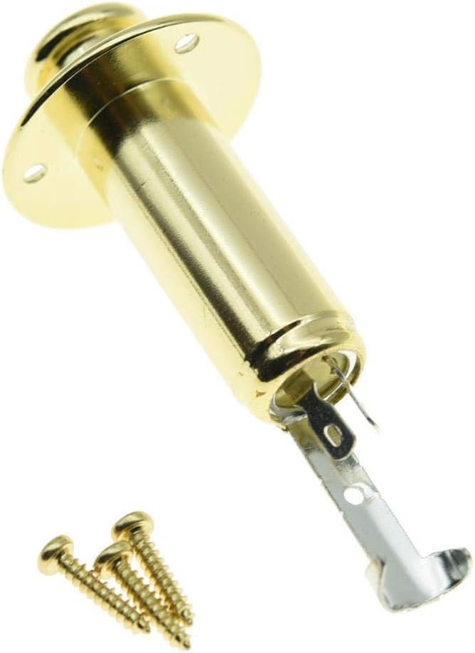 KAISH 6.35mm Acoustic Electric Guitar Bass Mono Endpin Output Jack Strap Button Jack Socket Gold - Image 3