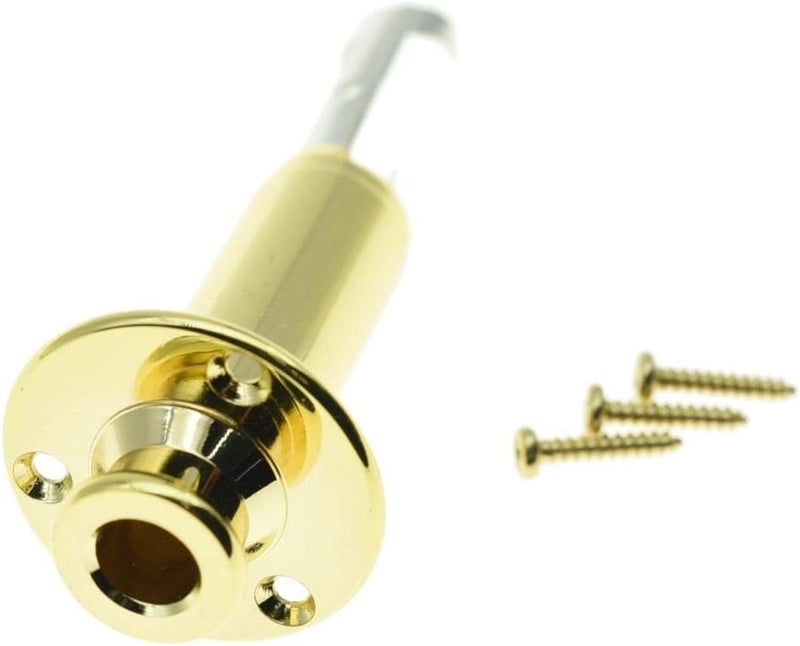 KAISH 6.35mm Acoustic Electric Guitar Bass Mono Endpin Output Jack Strap Button Jack Socket Gold - Image 1