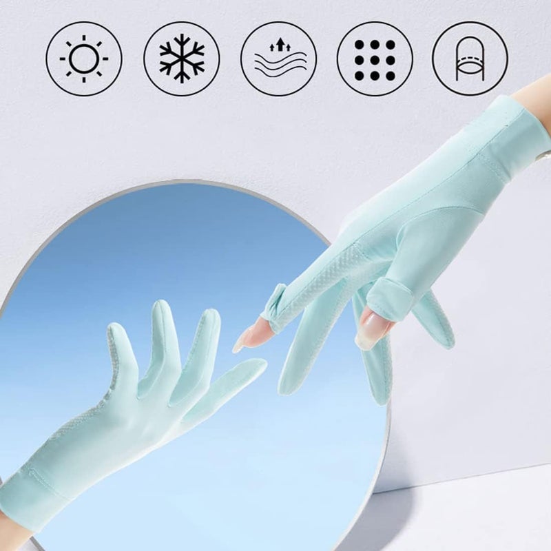 Antcher UV Sun Protection Gloves for Women - Ice Silk Fingerless Touch Screen Non-Slip Gloves for Outdoor Activities - Image 5