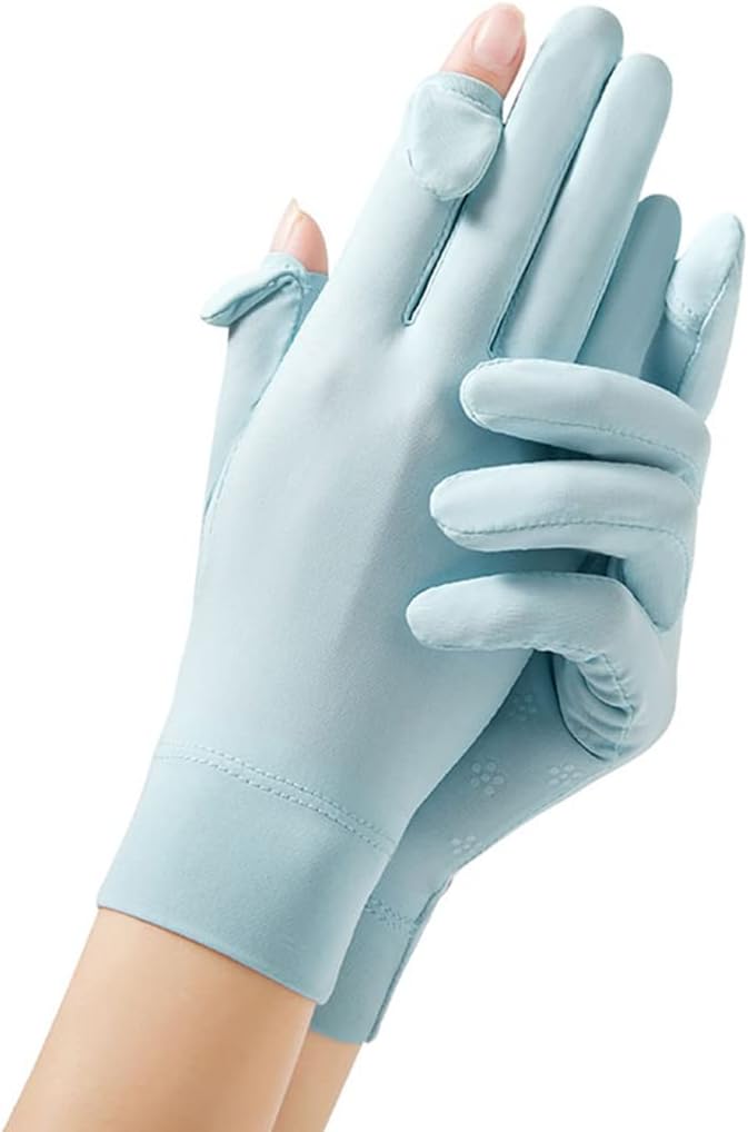 Antcher UV Sun Protection Gloves for Women - Ice Silk Fingerless Touch Screen Non-Slip Gloves for Outdoor Activities - Image 2
