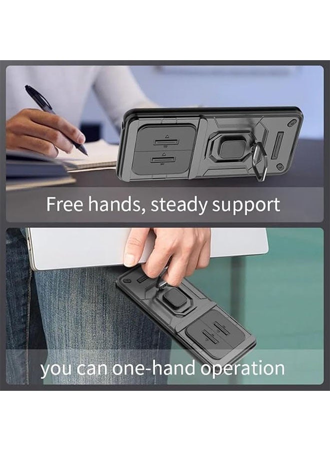 شرف X9c 5G غطاء الحالة ، 360 درجة خاتم معدني مغناطيسي مقعد القشرة مع نافذة شرائح عدسة الكاميرا ، TPU و PC دروع غطاء واقي مقاوم للصدمات ، أسود - Image 2