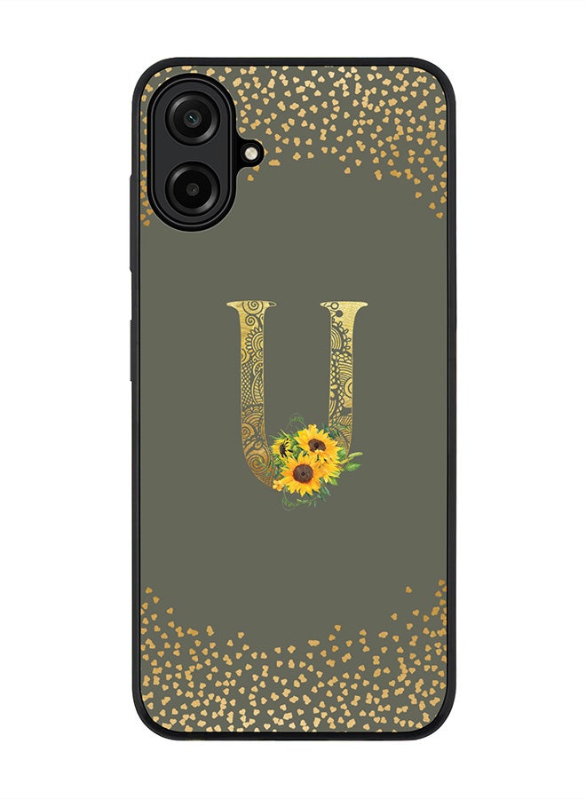 Stylizedd For Samsung Galaxy A07 4G Case,Slim fit Camera Protection, Shockproof Thin Phone cover  - Custom Floral Monogram - U  (Olive Green )