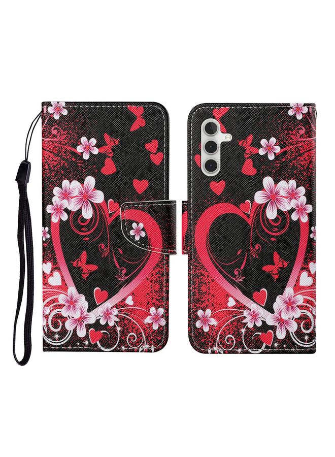 اس-توب جراب هاتف Samsung Galaxy A35 بنمط رسم ملون من الجلد القابل للطي - Image 1