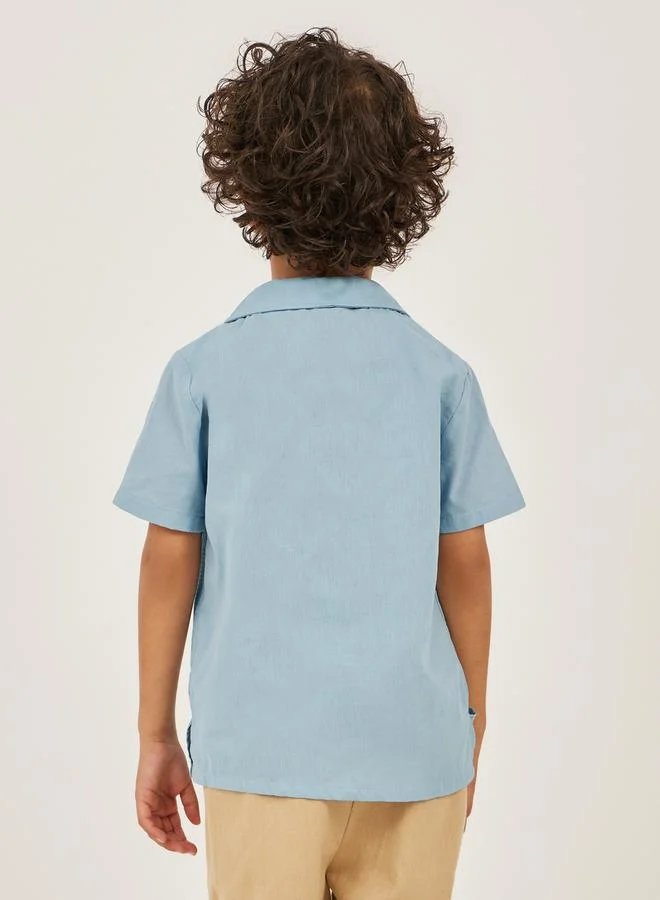 Styli Embroidered Detail Panelled Shirt with Pocket