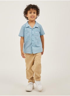 Styli Embroidered Detail Panelled Shirt with Pocket  - Image 2