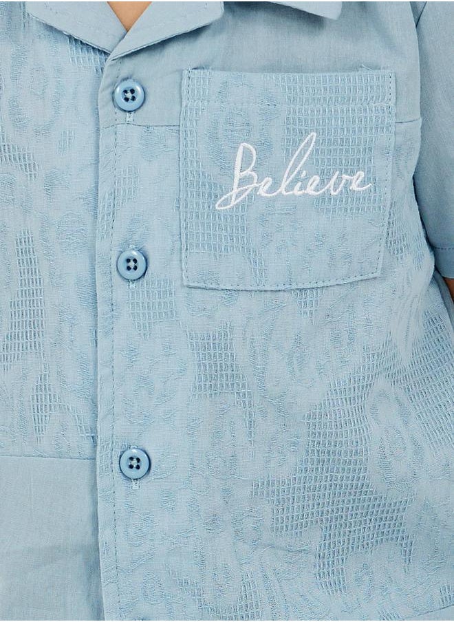 Styli Embroidered Detail Panelled Shirt with Pocket  - Image 3