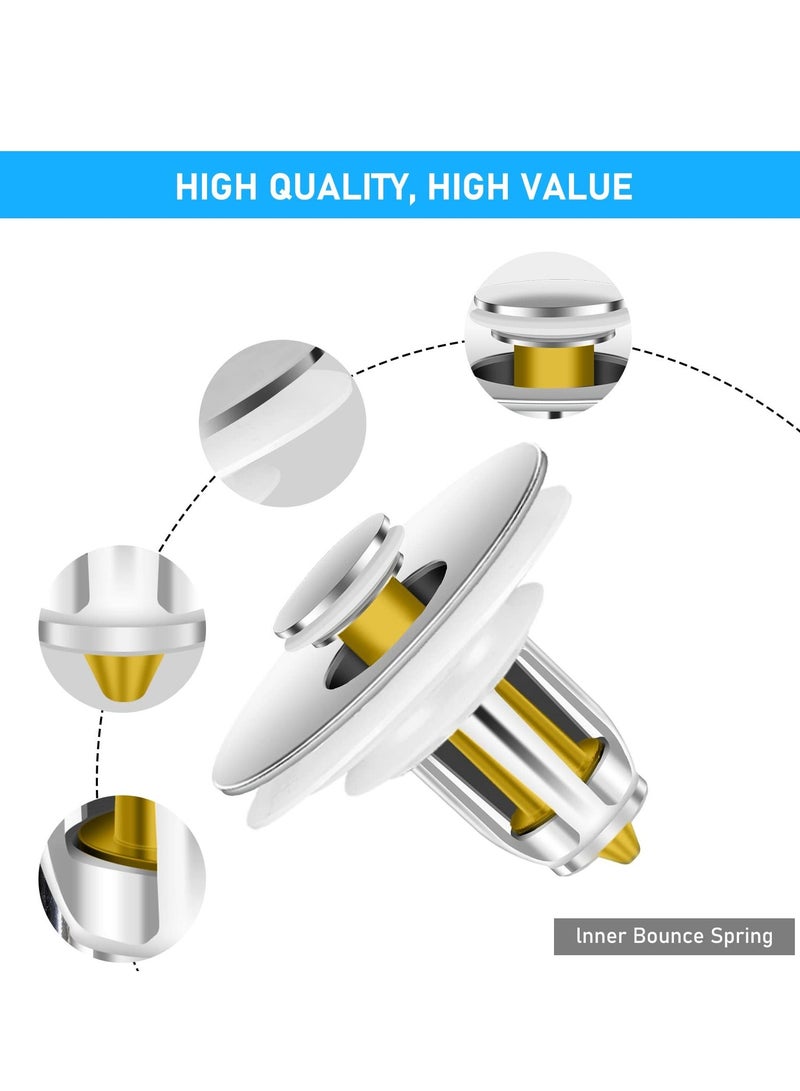 Pop Up Sink Plug, 2 Pack Universal Bathroom Stopper, Plug Pop-up Drain Filter for 1.02~1.96 Inch Basin Replacement (Black + Silver) - Image 3