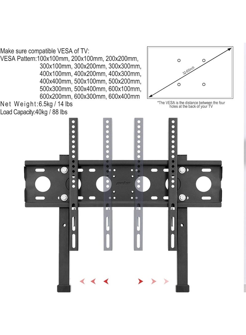 Gogoya TV Floor Stand, Tall TV Stand Height Adjustable TV Mount Stand Free Standing TV Bracket for 32”-65” Flat Panel LED LCD Screens Max VESA 600x400 up to Loading Weight 40KG,Black - Image 2