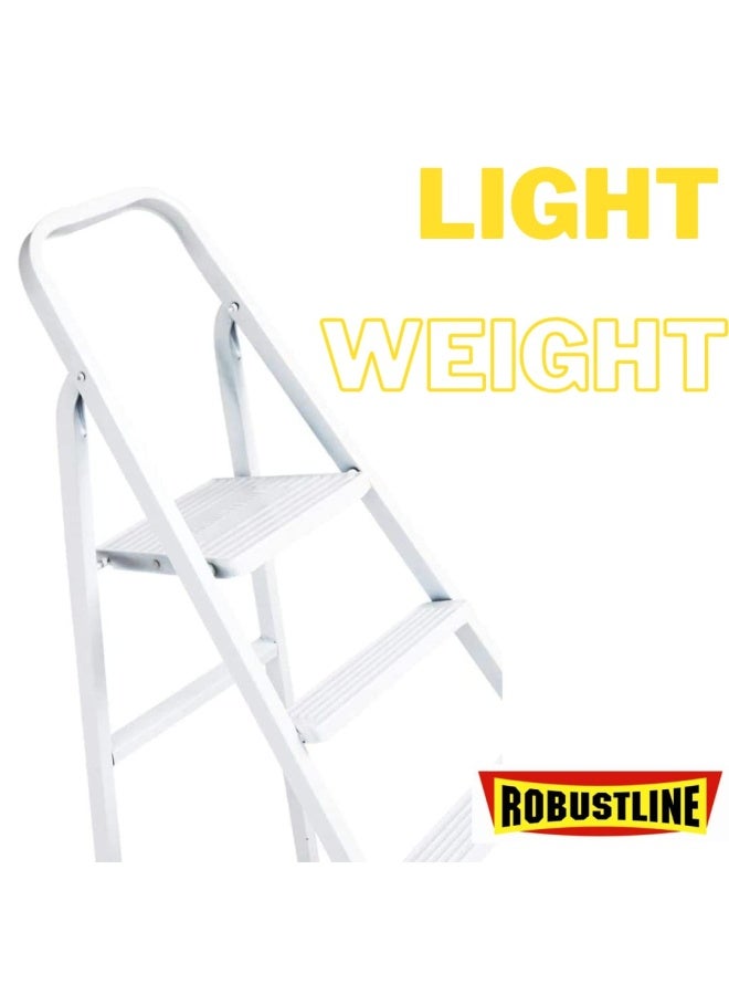 ROBUSTLINE Heavy Duty Steel Ladder Ultra Stable Folding Ladder. 6 Step White  - Image 2
