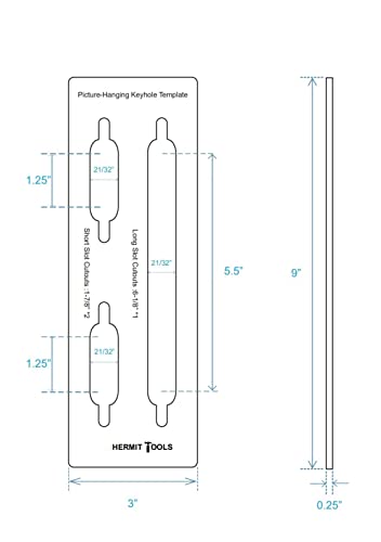 HERMIT TOOLS 9"×3" Inches Picture-Hanging Keyhole Templates - Image 4